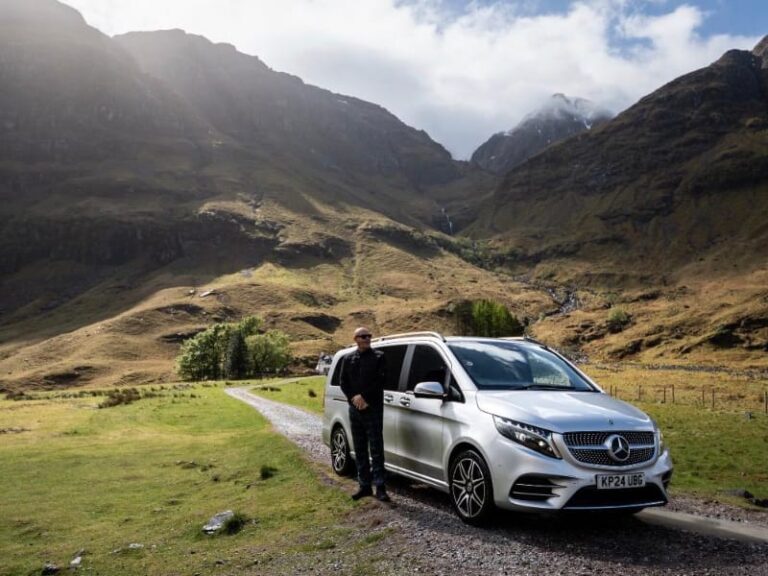 Perthshire mountains with luxury vehicle and chauffeur