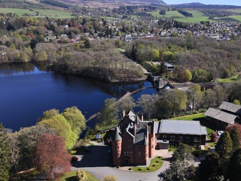 Ariel view of well known Pitlochry Hotel and spa - Fonab