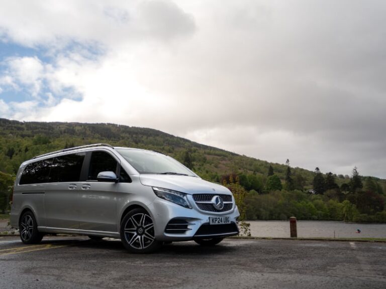 Pitlochry Transfers & Tours Mercedes V Class in rural Scotland