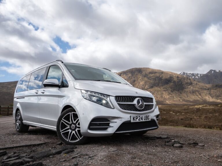 Mercedes V Class acquired by Pitlochry Transfers & Tours in stunning Scottish landscape
